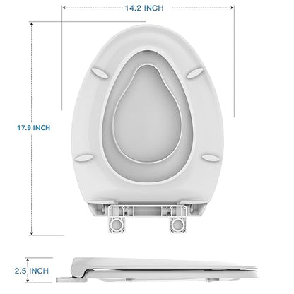 Toilet Seat, Elongated Toilet Seat with Toddler Seat Built in, Potty Training Toilet Seat Elongated Fits Both Adult and Child, with Slow Close and Magnets- Elongated - color: White, size: Elongated, style: With Toddler Seat