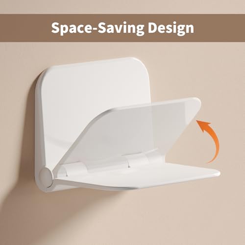 Shower Seat Wall Mounted, Folding Shower Seats for Adults, 350 lbs Max Load, Shower Chair Bench with Space-Saving Foldable Design for Women, Adults, Children - size: 15 Inch