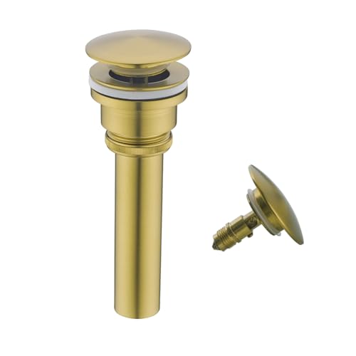 Bathroom Sink Drain With Overflow and Without Overflow Vessel Sink Lavatory Vanity Dual Use Pop Up Drain Stopper,All Metal Rustproof Brass and 304 Stainless Steel,Brushed Dark Gold - color: Brushed Dark Gold