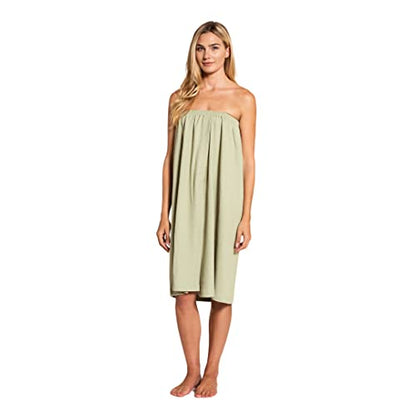 Canyon Rose Waffle Weave Long Spa Wrap, One Size, Sage | Luxurious Waffle Knit Body Wrap, Generous Length, Elasticized Top with Touch-and-Close Fastener, Machine Washable - color: Sage