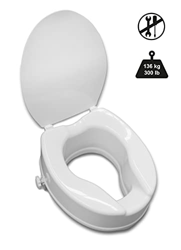 PEPE Mobility Raised Toilet Seat with Lid for Elderly 6" High | Fits Round and Elongated up to 15" Wide, Commode Seat with Sturdy Brackets, Medical Aid - color: 6 Inch