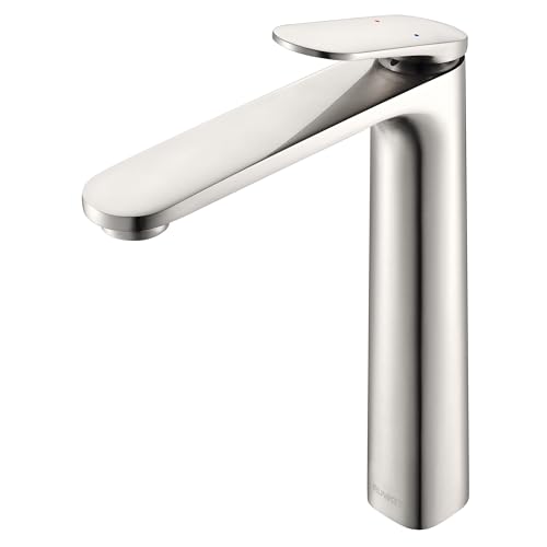 Ruvati Este Single Hole Tall Vessel Faucet Modern Bathroom Vanity in Brushed Nickel - RVF5136BN - color: Brushed Nickel