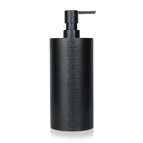 Matte Black Conditioner Dispenser Luxurious Refillable Pump Bottle with Black Resin Pump and Embossed Text, Durable Design for Bathroom and Shower - color: Conditioner Black