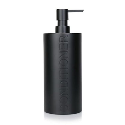 Matte Black Conditioner Dispenser Luxurious Refillable Pump Bottle with Black Resin Pump and Embossed Text, Durable Design for Bathroom and Shower - color: Conditioner Black