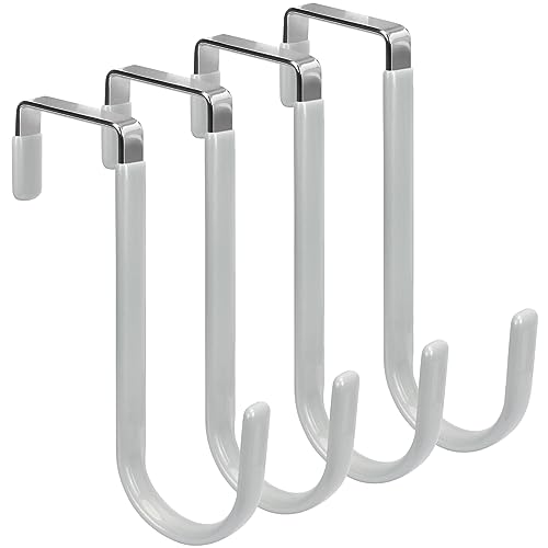 FYY Over the Door Hooks, Single-Hanger 4 Pack, Fits Doors 1 3/8" Silver | Heavy Duty Metal, Hold 20lbs, Rubber-Coated, No-Drilling, for Bathroom Dorm, Hanging Towels Clothes Hats Bags Coats Wreaths - color: A Silver, size: Short, style: 4 Pack