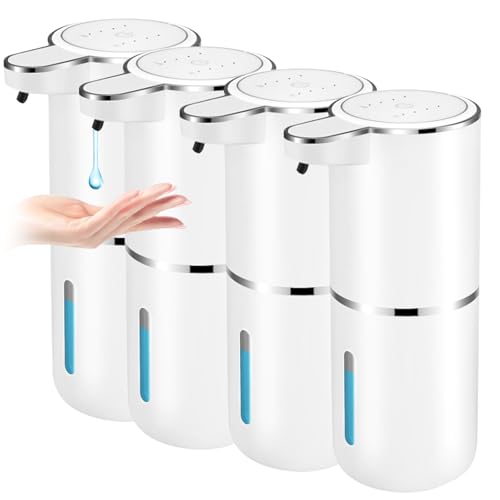 4 Pack Automatic Soap Dispenser,Liquid Soap Dispenser Touchless,12.8oz/380ml USB Rechargeabled Wall Mounted Smart SoapDispenser for Bathroom Kitchen Dish Soap - color: White, size: Liquid x4