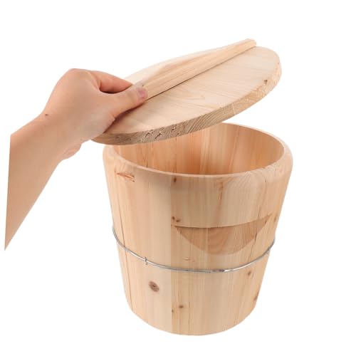 GALPADA Wooden Towel Heating Bucket 25x25x25 Cm with Lid, Large Capacity Sauna Towel Warmer Barrel for Bathroom and Spa Salon Use