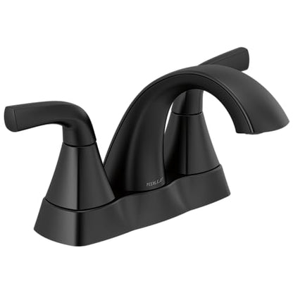 Peerless Parkwood Centerset Bathroom Faucet, Black Bathroom Faucet for Bathroom Sink, Bathroom Sink Faucet, Metal Drain Assembly, Matte Black P2535LF-BL - color: Matte Black