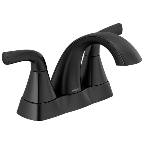 Peerless Parkwood Centerset Bathroom Faucet, Black Bathroom Faucet for Bathroom Sink, Bathroom Sink Faucet, Metal Drain Assembly, Matte Black P2535LF-BL - color: Matte Black