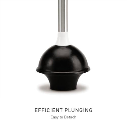 simplehuman Toilet Plunger with Holder Set, Magnetic Drip-Free Cover, Narrow Flange for Modern Low-Flow Toilets, Hidden Dome Storage, Stainless Steel, White - color: White, style: Toilet Plunger