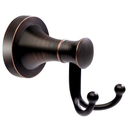 Oil Rubbed Bronze Bathroom Towel Hook, Bronze Bathroom Robe Hook, Heavy Duty Double Towel Hooks Bath Farmhouse Coat Clothes Hook Wall Mounted Rustic for Kitchen Washroom - color: Bronze
