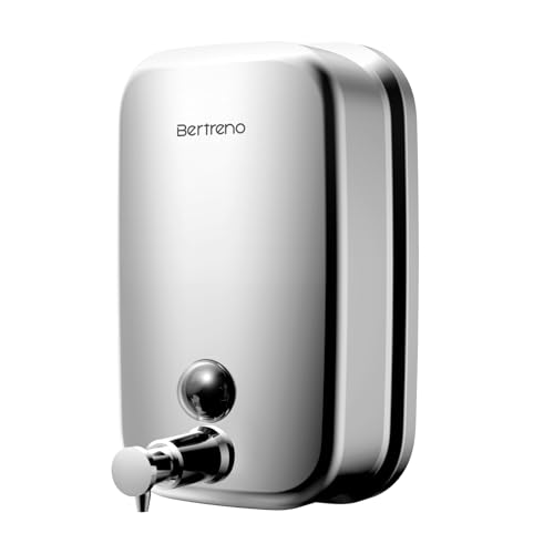 Commercial Soap Dispenser Wall Mount Stainless Steel Soap Dispensers Liquid Manual Anti-Leak Pump Hand Soap Dispenser for Bathroom Kitchen Silver (28 fl.oz./800ml) - color: Silver, size: 800ml