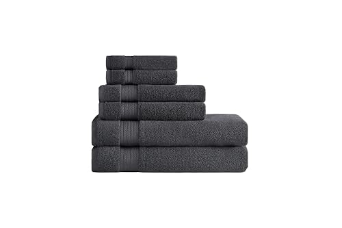 Ozdilek 6-Piece Bath Towel Set, 2 Bath, 2 Hand, 2 Wash, 100% Cotton Turkish Towels, 2 Bath Towels (30x60/550 GSM), 2 Hand Towels (16x30/575 GSM), 2 Washcloths (13x13/600 GSM) (Anthracite Gray) - color: Antrazit