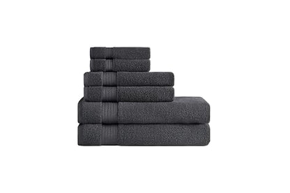 Ozdilek 6-Piece Bath Towel Set, 2 Bath, 2 Hand, 2 Wash, 100% Cotton Turkish Towels, 2 Bath Towels (30x60/550 GSM), 2 Hand Towels (16x30/575 GSM), 2 Washcloths (13x13/600 GSM) (Anthracite Gray) - color: Antrazit