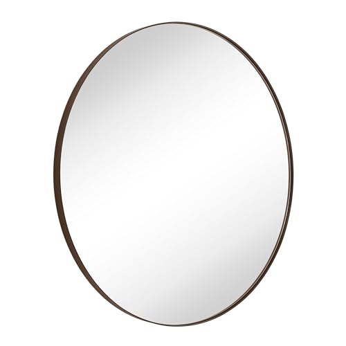 TEHOME 30 inch Oil Rubbed Bronze Round Mirror Dark Bronze Circle Wall Mounted Mirror Circular Round Mirror for Bathroom Vanity - color: Oil Rubbed Bronze, size: 30"L x 30"W