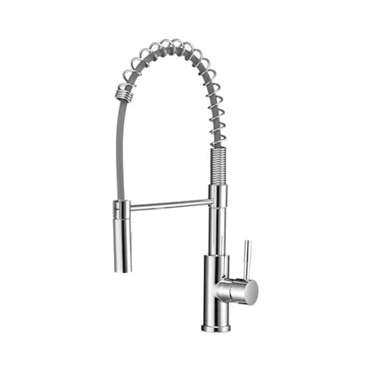 Dura Faucet DF-MK504SLK-CP RV Swivel High-Arc Spring Kitchen Sink Faucet - Single Handle - Kitchen Faucet with Pull-Down Sprayer - Optional Deck Plate (Chrome) - color: Chrome Polished