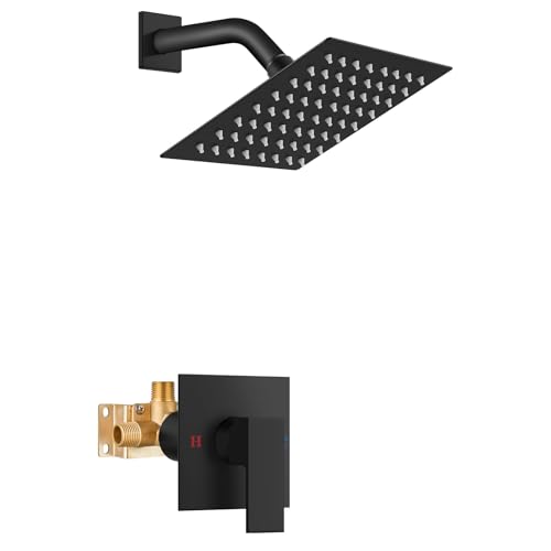 Airuida Shower Faucet Set,6 Inch Shower Valve Kit,Matte Black | Male Threads,Rough-in Valve Shower Trim Kit,Single Handle Control Shower Set - color: Matte Black, size: 6 Inch