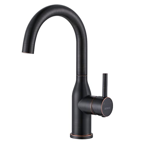 WOWOW 1 Hole Bar Faucet Single Handle Bar Sink Faucet Oiled Rubbed Bronze RV Kitchen Faucet with Supply Hose Small Kitchen Tap - color: Oiled-Rubbed Bronze