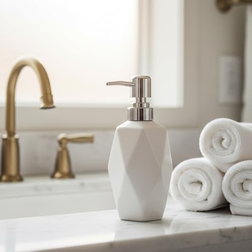 Soap Dispenser, 13.5oz Ceramic Soap Dispenser Bathroom for Kitchen & Bathroom Set of 2 (White, 2 Pack) - color: White X 2