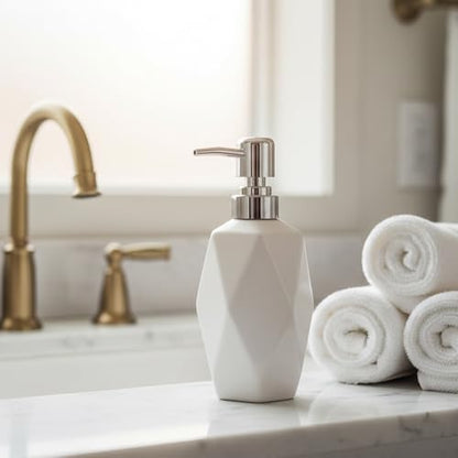 Soap Dispenser, 13.5oz Ceramic Soap Dispenser Bathroom for Kitchen & Bathroom Set of 2 (White, 2 Pack) - color: White X 2