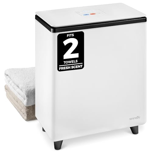 SereneLife Luxury Rectangle Towel Warmer - Spa & Bathroom Heater with Custom Fragrance, Auto Shut-Off, Fits 2 large Towels, Blankets, Bathrobes, PJ's - Perfect Gift for Him & Her (Black) - color: Black