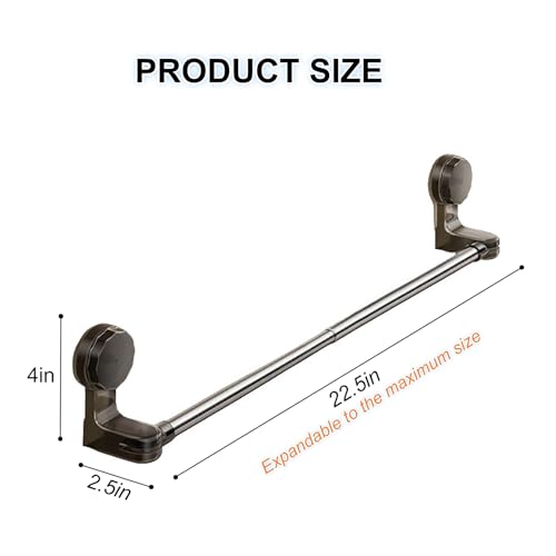 ANIS・KEBBR No Drill Extendable Suction Towel Bar 11.8-23.6in Stainless Steel Bathroom Kitchen Rack