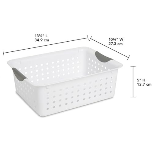 Sterilite Medium Ultra™ Basket, Open Plastic Storage Bin, White, 6 Pack | Classic Storage Organizer Baskets for Countertops, Pantry Shelves, Kitchen Cabinets, Laundry Rooms & Home Offices