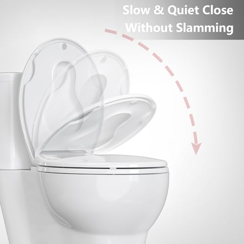 Toilet Seat, Round Toilet Seat with Toddler Seat Built in, Potty Training Toilet Seat Round Fits Both Adult and Child, with Soft Close, Never Loosen, Easy Install and clean - White, Round - color: White, size: Round with Toddler Seat