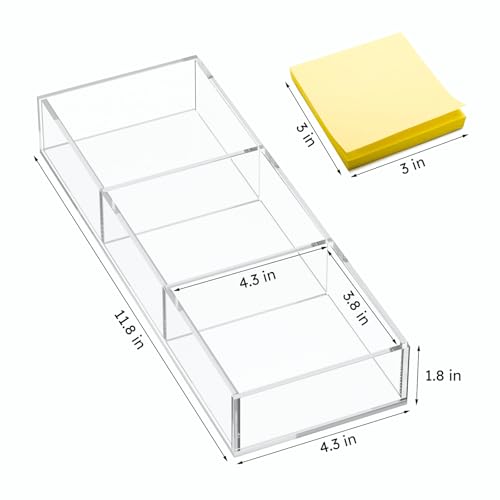 3 Section Clear Acrylic Drawer Organizer Tray, Office & Makeup Drawer Organizer (11.8x4.3 inch) - size: 4'' x 12''