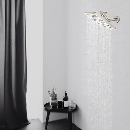 Hibbent All Metal Shower Head Elbow Adapter, 360 ° Adjustable Swivel Brass Shower Head Adapter, Stainless Steel Shower Arm Extension for Fixed and Rain Showerhead, Wall Mounted, Brushed Nickel - color: Brushed Nickel
