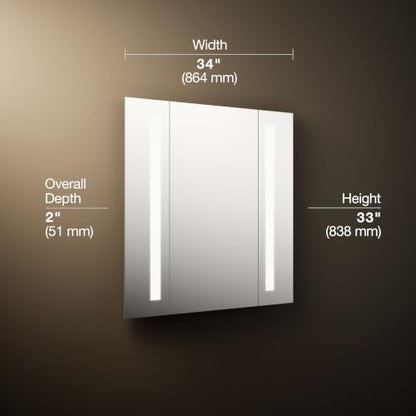 Kohler Verdera 34 in. x 33 in. Surface-Mount Lighted Medicine Cabinet - size: 34" W x 33"H, style: Lighted