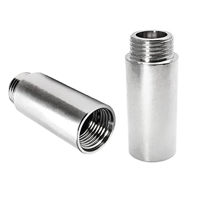 2pcs Shower Head Extension Arm Adapters | 1/2PT Male to 1/2PT Female Thread, 40mm/1-9/16 Inch Length, Stainless Steel, Cast Pipe Fitting Coupler - size: 40 mm