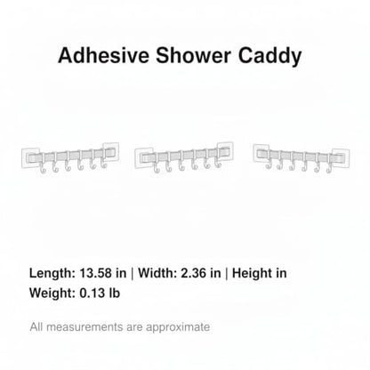 Adhesive Shower Caddy, 13.6-Inch Wide No-Drill Wall Mount Rack for Bathroom & Kitchen, PP Plastic Storage Organizer (1 PC) - color: White