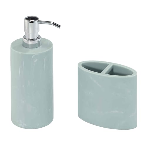 Nicole Miller - Bathroom Set, 2pc Resin Countertop Accessories, Dorm Room Essentials (Kendall Collection, Oasis) - color: Oasis, size: 2pc Bath Set