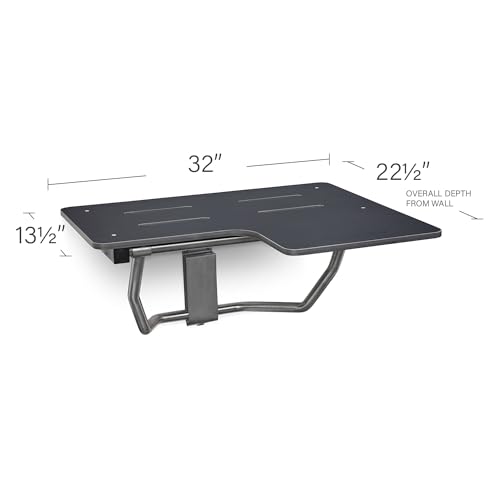 Seachrome 32" x 22.5” Black Reversible Folding Transfer Tub/Shower Seat, ADA Compliant - color: Matte Black, size: 32 x 22.5