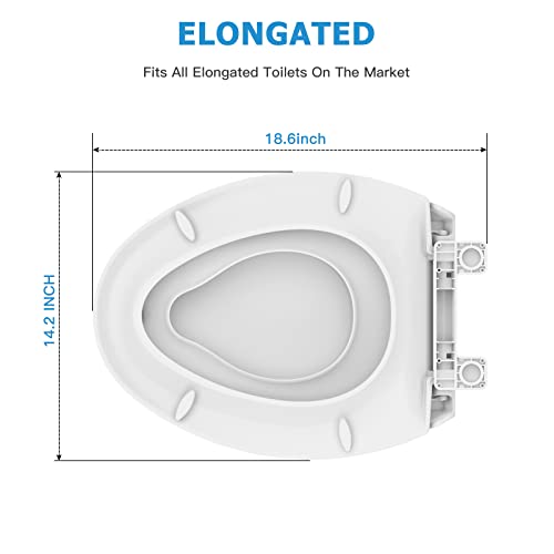 Elongated Toilet Seat with Built in Potty Training Seat, Potty Training Toilet Seat for Toddlers, Magnetic Kids Seat and Cover, Slow Close and Never Loosen, Fits both Adult and Child, White, 19" - color: White, size: 19" Elongated with Toddler Seat