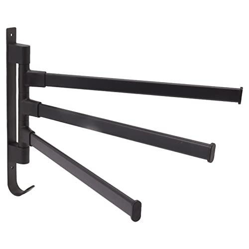 Swivel Hand Towel Bar, Swing Arm Towel Rack, 4-Arm Wall Mounted Bathroom Holder with Heavy Duty Aluminum, Rustproof & Matte Black Finish, Ideal for Bathroom (3 Arms) - color: 3 Arms