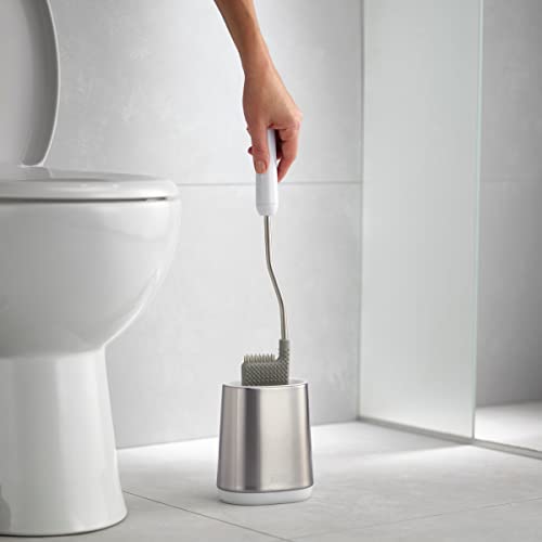 Joseph Joseph Flex Lite Silicone Toilet Brush with Slimline Holder Set, Flexible Head, drip, Anti-Clog deep Clean - Stainless Steel - size: 1 Count (Pack of 1)