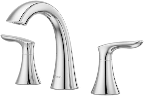 Pfister Weller 8 inch Widespread 3 Hole Bathroom Sink Faucet with 2 Handle Polished Chrome Finish, Metal Pop-Up Drain Assembly and 1.2 GPM Flow Rate for Vanity LG49WR0C - color: Polished Chrome, size: 1 Pack