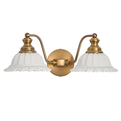 XIEDUN White 2 Light Vanity Lights for Bathroom Vanity Light Fixtures - color: Brass and White, size: 2 Light