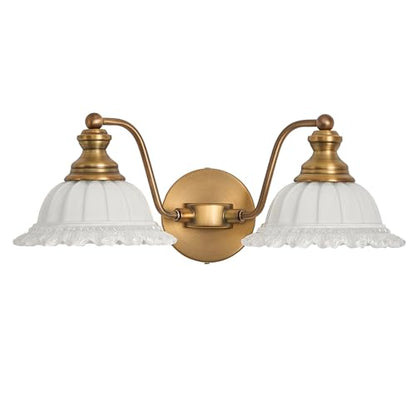 XIEDUN White 2 Light Vanity Lights for Bathroom Vanity Light Fixtures - color: Brass and White, size: 2 Light