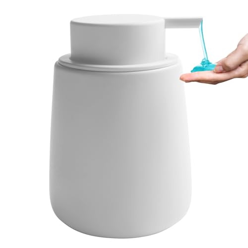 Soap Dispenser Ceramic with Easy-to-Press Pump Hand Lotion Liquid Dispenser for Shampoo Bathroom Kitchen 12 oz White - color: Liquid-white