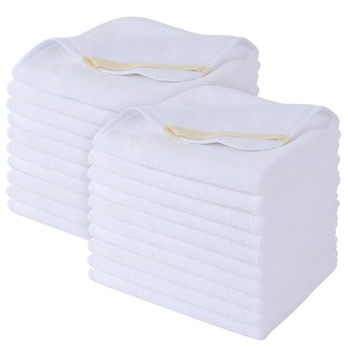 Microfiber Facial Cloths Fast Drying Washcloth 12inch x 12inch White 20 pack - color: White, size: 1 Count (Pack of 20)