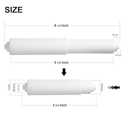 2 Pack White Toilet Paper Holder Spring Loaded Roller Replacement Rod | Universal fit for most toilet paper holders. Strong spring for secure hold. Easy snap-in installation.