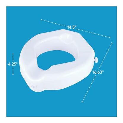 Carex Raised Toilet Seat with Extra Wide Opening - Toilet Seat Riser and Handicap Toilet Seat, White, 1 Count