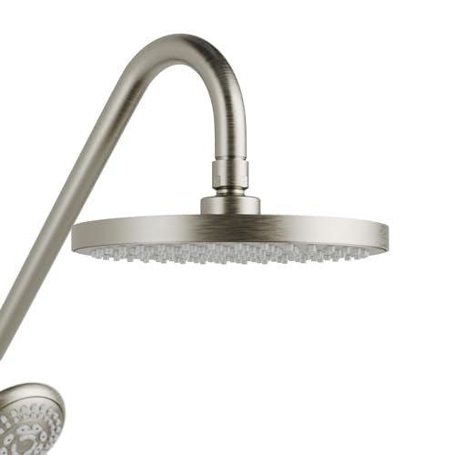 PULSE ShowerSpas Kauai III Brushed Nickel Rain Shower Head with Handheld Spray - 2.5 GPM, 8" Showerhead, 5-Function HandShower, Adjustable Slide Bar - Shower Heads with Handheld Spray Combo - color: Brushed Nickel, size: 2.5 Gallon Per Minute