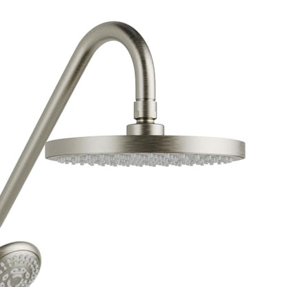 PULSE ShowerSpas Kauai III Brushed Nickel Rain Shower Head with Handheld Spray - 2.5 GPM, 8" Showerhead, 5-Function HandShower, Adjustable Slide Bar - Shower Heads with Handheld Spray Combo - color: Brushed Nickel, size: 2.5 Gallon Per Minute