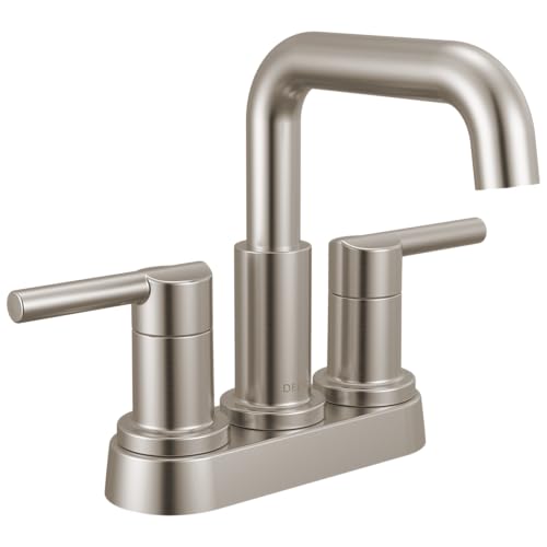 Delta Faucet Nicoli Centerset Bathroom Faucet, Brushed Nickel 2-Handle Bathroom Faucet, Delta Bathroom Sink Faucet, Brushed Nickel 3-Hole Bathroom Faucet, Stainless 25849LF-SS - color: Stainless