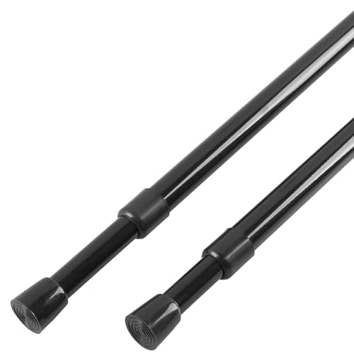 KXLife 2 Pcs Tension Curtain Rod 35 to 46 Inches, 5/8" Diameter Spring Curtain Rods, Black, Adjustable Expandable Pressure Window Tension Rod No Drill - color: Black-2 Pack, size: 35-46Inch