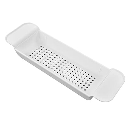 Telescopic Bath Stand, Eco-Friendly Bath Shelf, Caddy Tray for Book Lovers, for Bathroom Entertainment (White) - color: White
